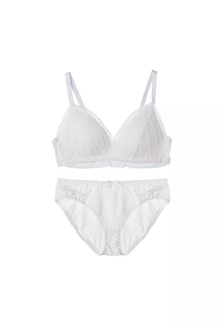 Women's Uplift No Steel Ring Seamless Lingerie Set (Bra And Underwear) - White