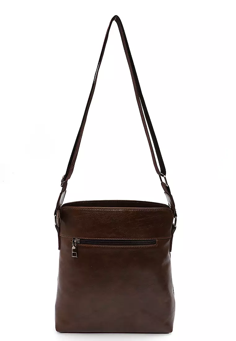 Roger Tas Selempang Pria Crossbody Bag Material Kulit Leather ORIGINAL - Khaki