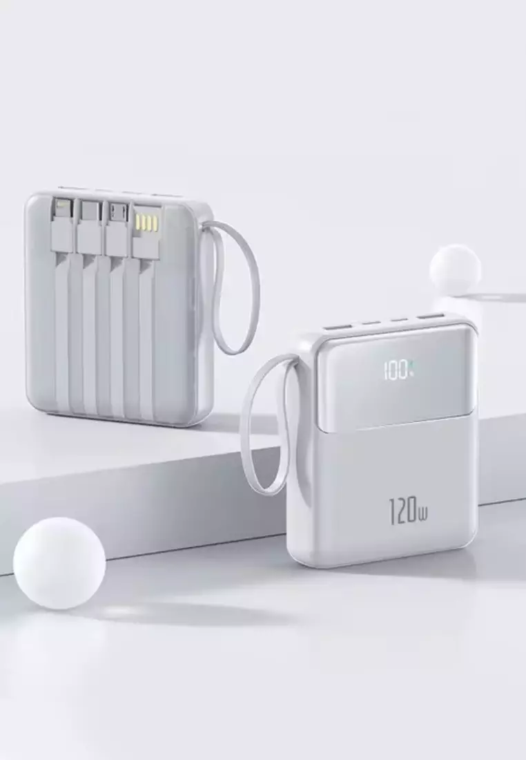 Value Deal - 5s PRO MINI Wireless Earphones - White + Multi Plug 120W / 30000mAh Fast Charging Power Bank - White