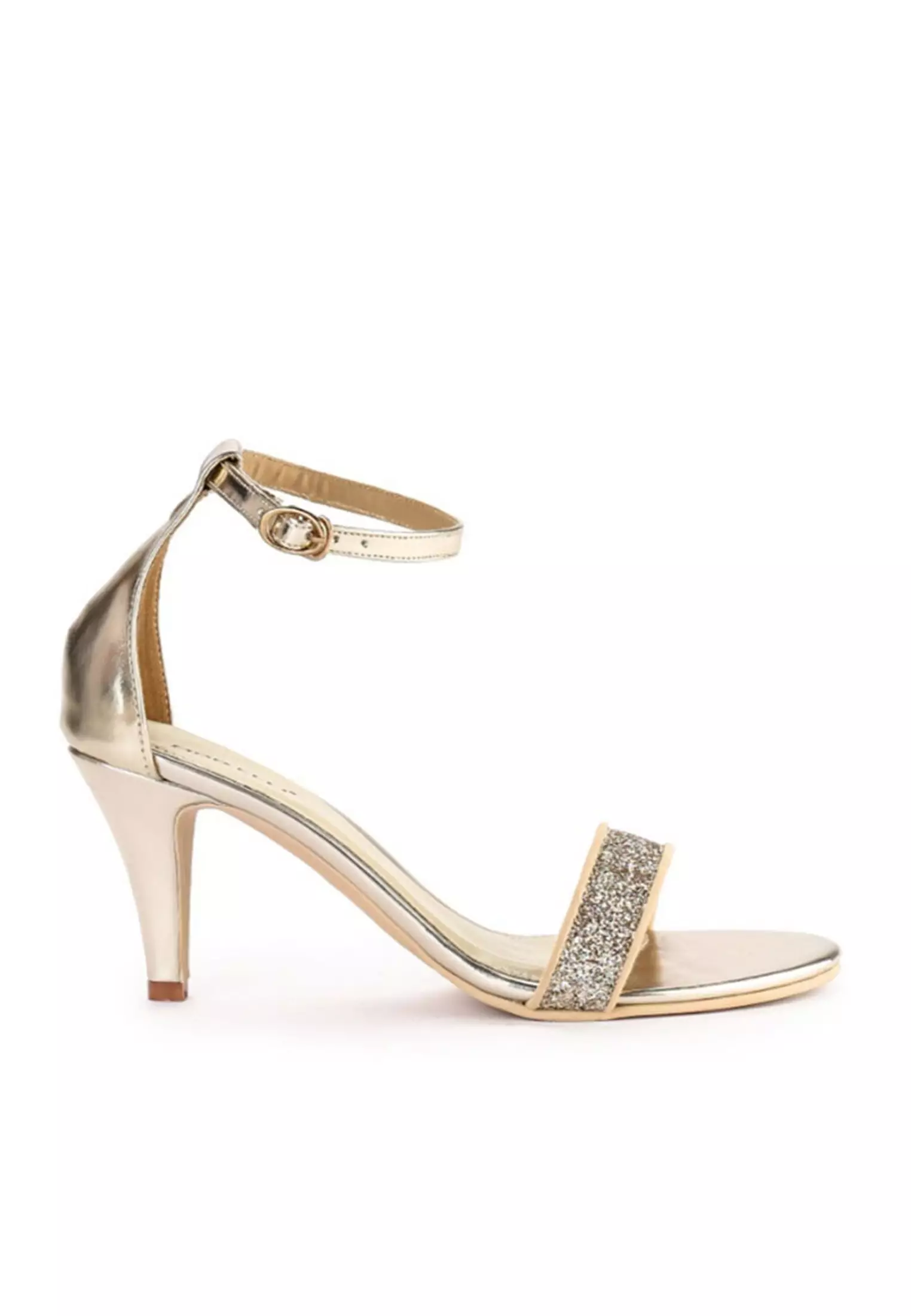 Valerie Sandal Ankle Strap Kitten Heels Wanita