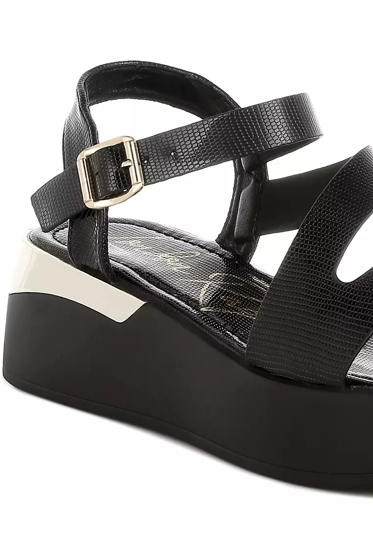 Chunky Flatform Sandals In Black