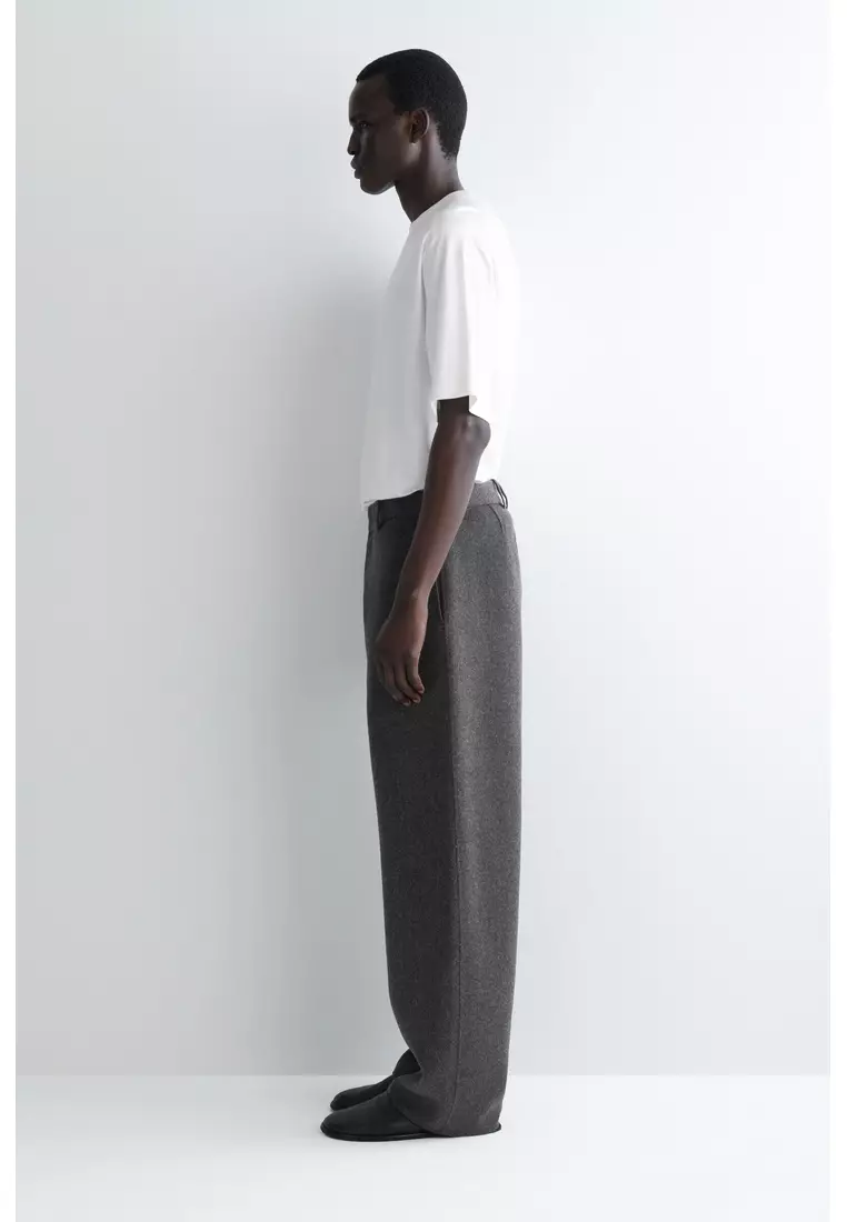 SPLIT WOOL WIDE-LEG TROUSERS