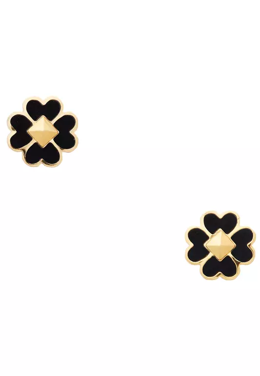Spades & Studs Enamel Earrings in Black o0r00218
