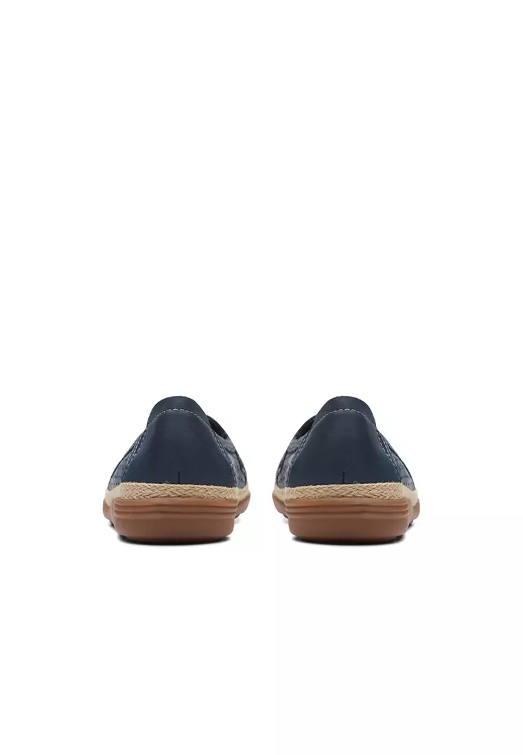 Womens Elaina Ruby Slip On Shoes Navy Leather - Wide Fit