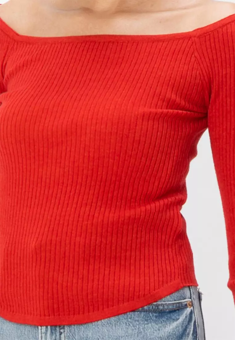 Everfine Curve Hem Off Shoulder Top