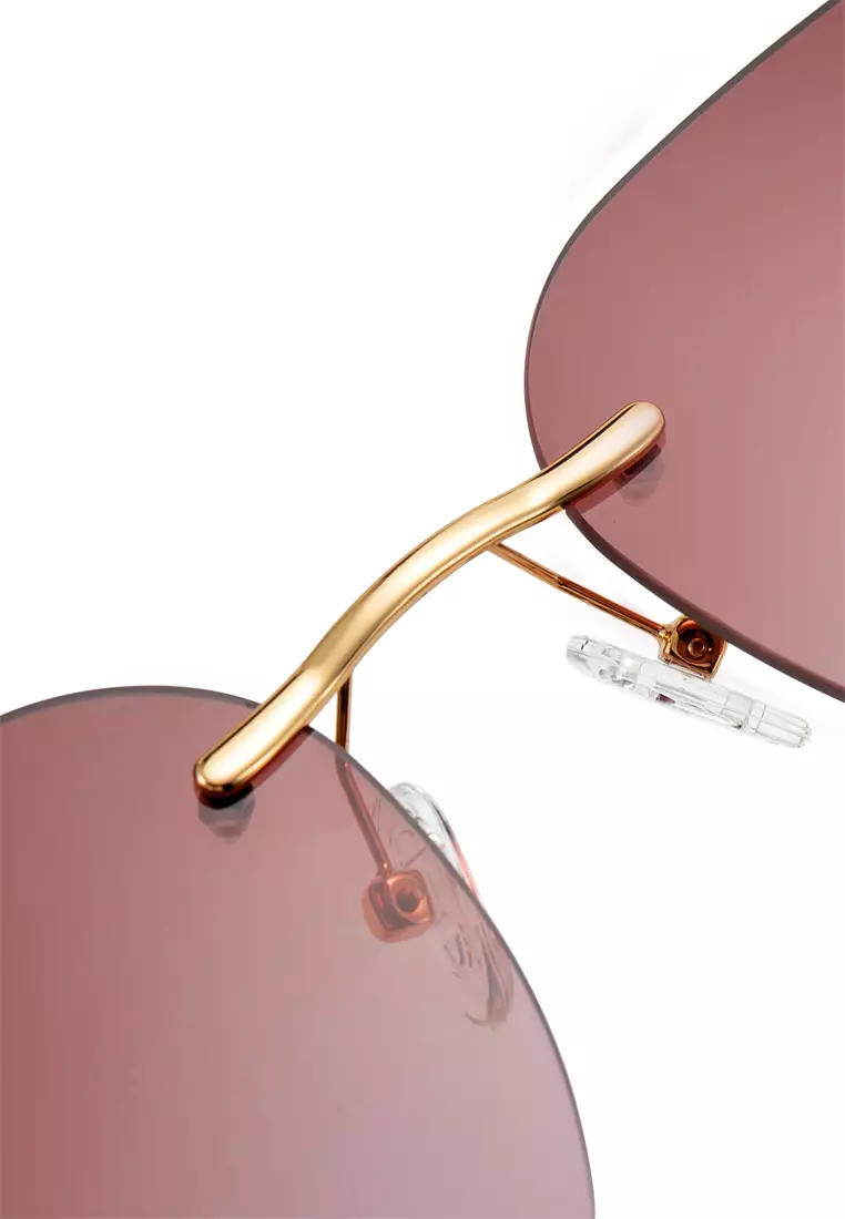 Passang Unisex Fashion Square Frame Sunglasses Rimless Frame - Brown