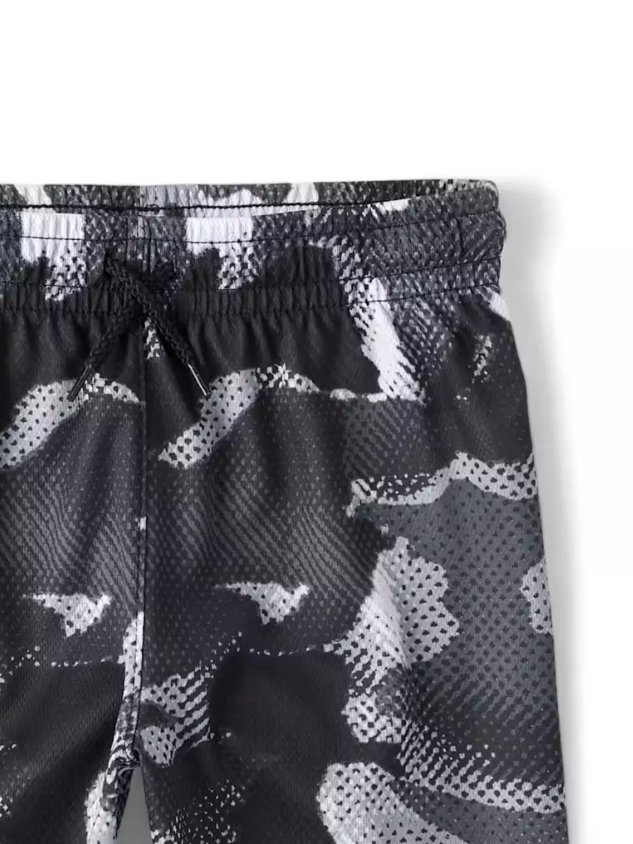 Boys Print Mesh Basketball Shorts - Celana Pendek Anak Laki (Hitam)