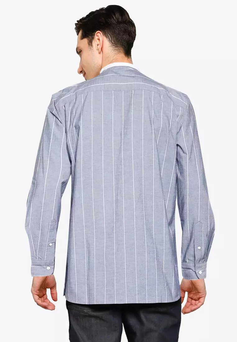 Panelled vintage check and cheap icon stripe cotton shirt