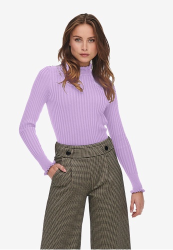 ONLY purple Kelci Long Sleeves Ruffle Pullover Knit 308FDAA3691B19GS_1