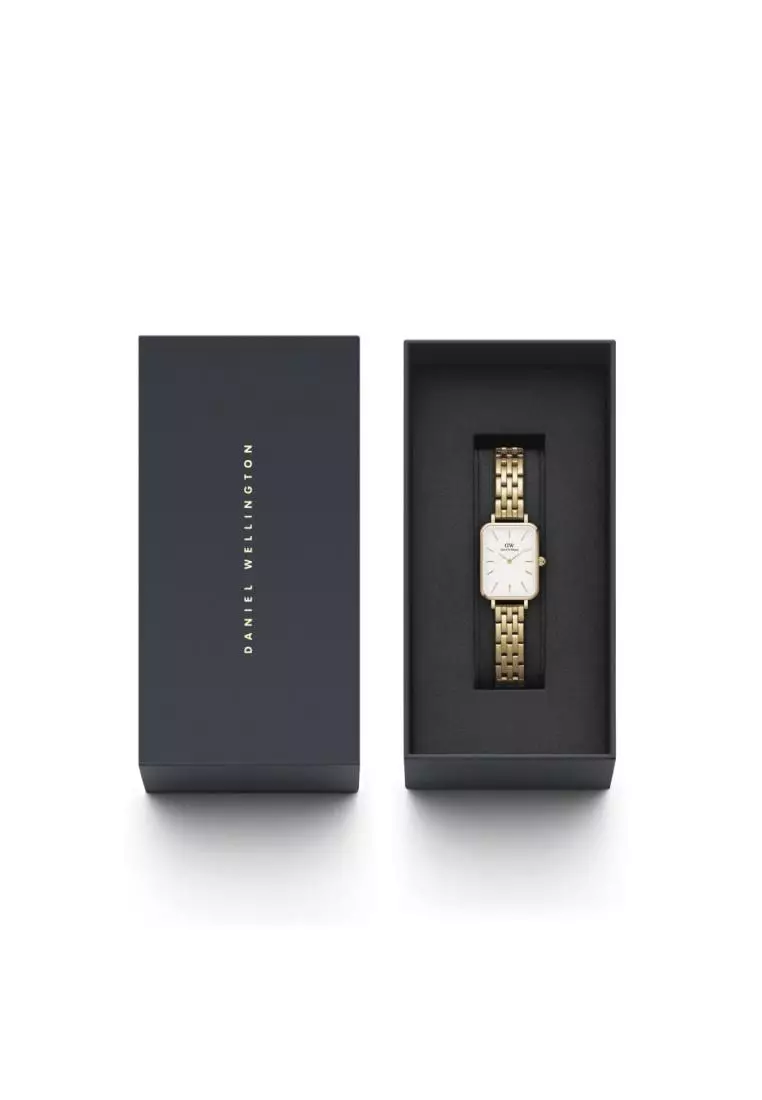Quadro 20x26mm 5-Link Gold White Dial - Watch for women - Stainless Steel watch strap - Square Dial - DW official - Women's watch - Female watch - Ladies watch - Authentic