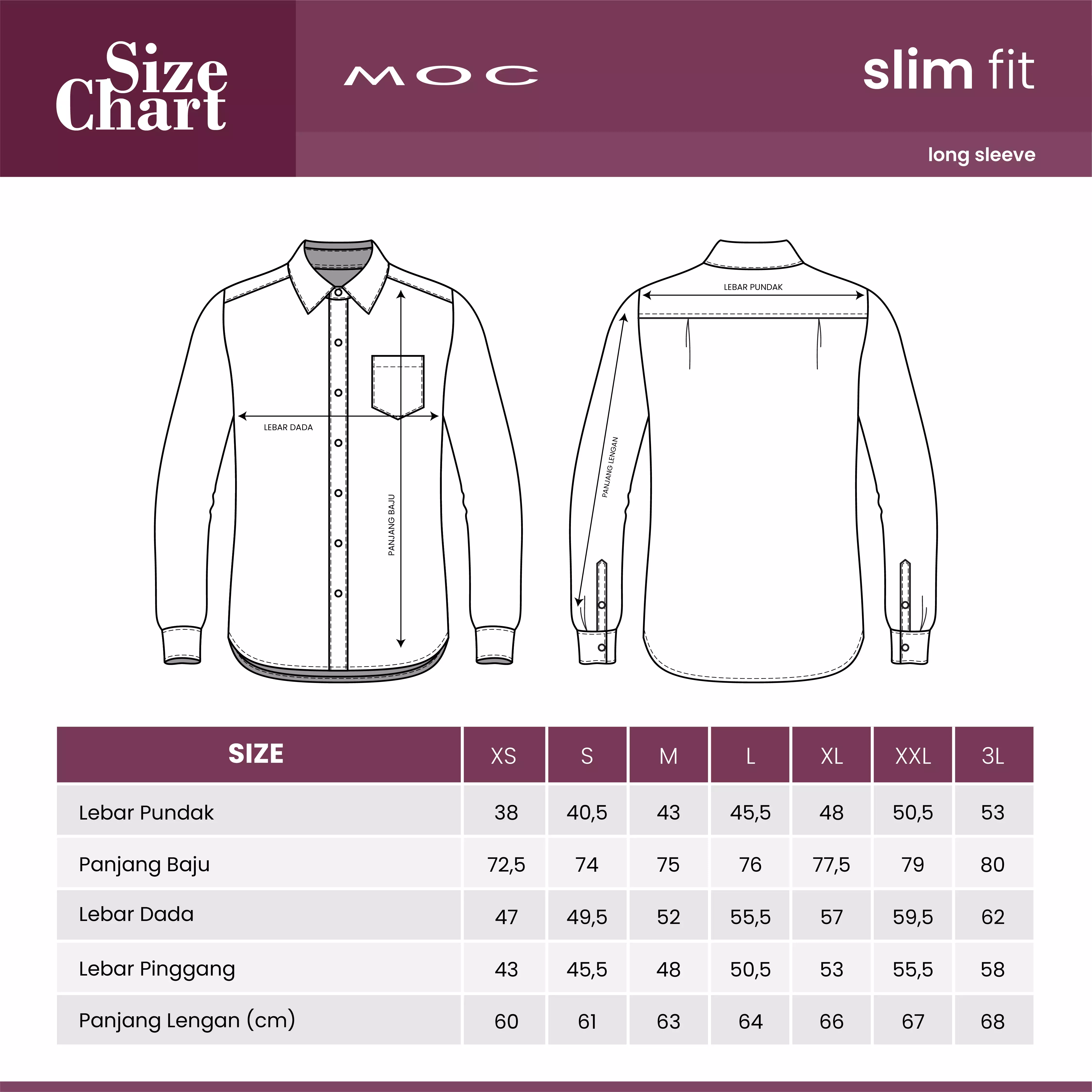 MOC - Kemeja Polos Pria Lengan Panjang Renton - Black Warna Black