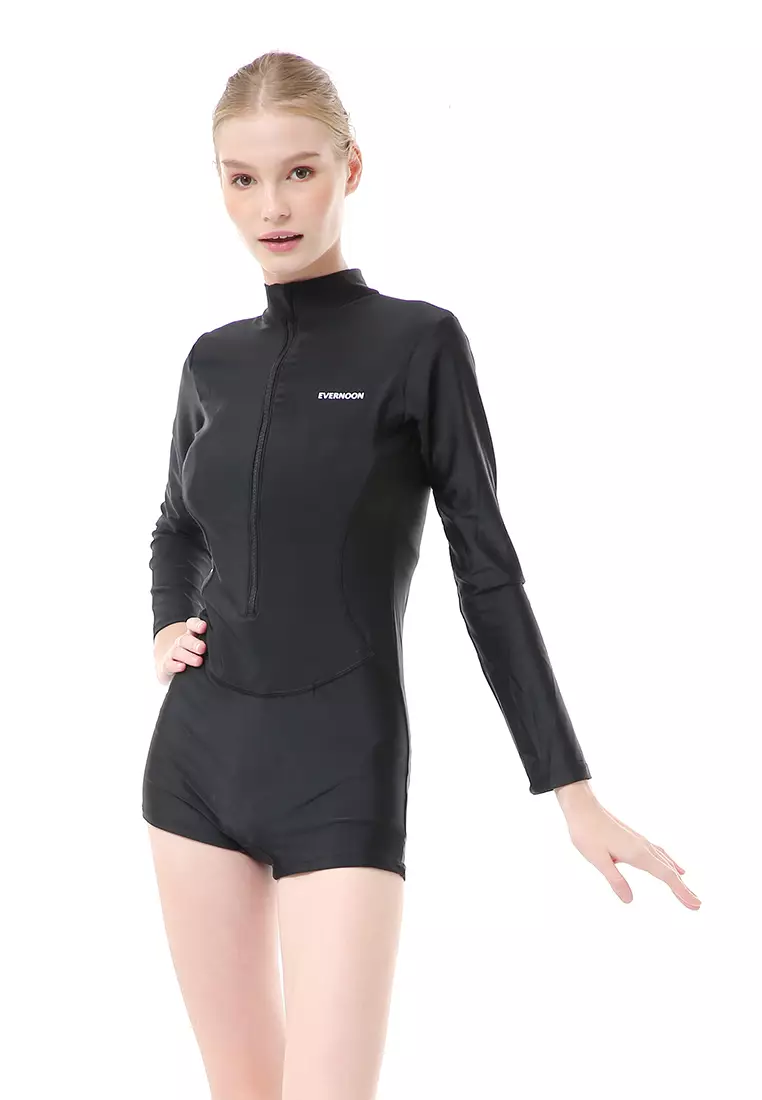 Amina Baju Renang Wanita One Piece Long Sleeve High Quality - Black