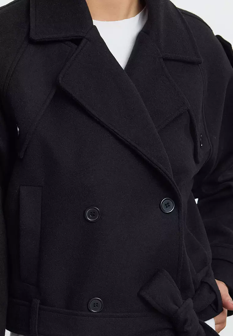 Black Soft Seasonal Short Oversize Coat