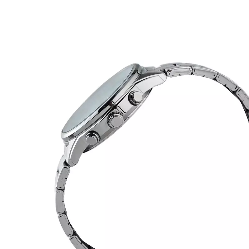 Jam Tangan Pria Casio General MTP-E515D-2A2VDF MTPE515 MTP-E515D Chronograph Baby Blue Dial Stainless Steel Band