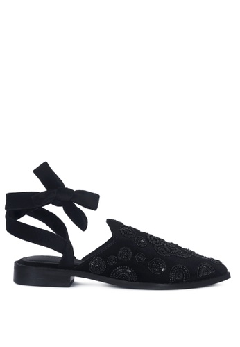 Rag & CO. black Mande Embroidered Embroidered Velvet Mules in Black F57EESH2810D9AGS_1