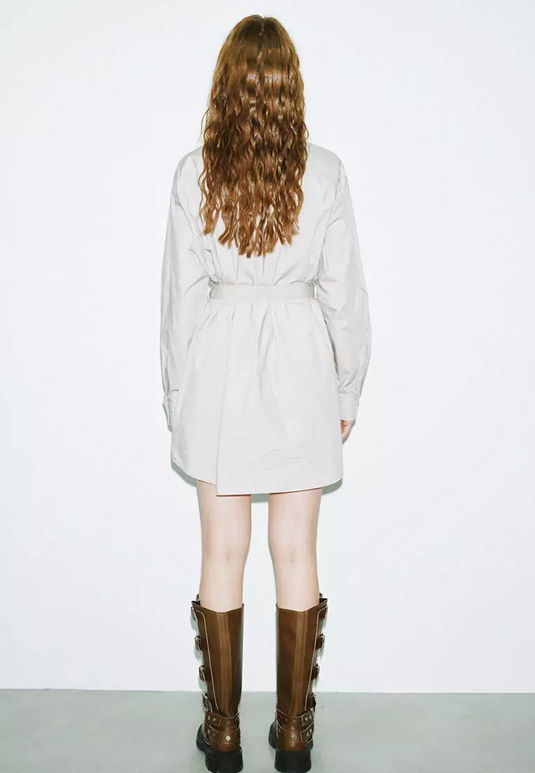 女装时尚休闲工装风立体口袋宽松连衣裙