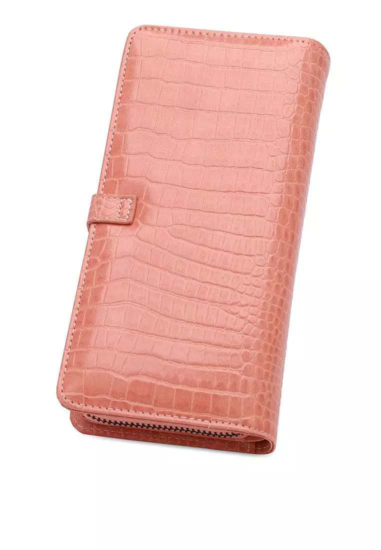 Women's Long Croc Purse / Wallet - Pink