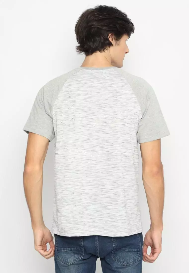 MATSUDA Kaos Pria T Shirt Henley Texture Slub Kawagoe