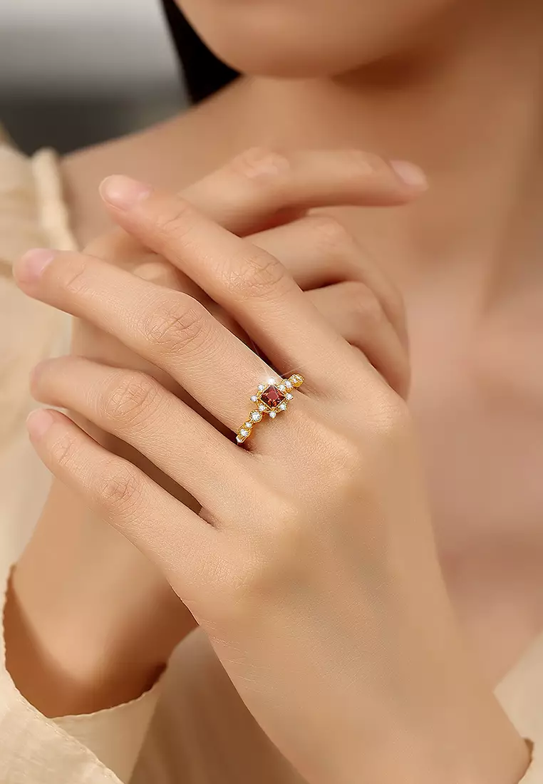 Cincin Wanita Brown Zircon Original Aksesoris Cewek Aksesoris Adjustable Tunangan Jewellery Anti karat