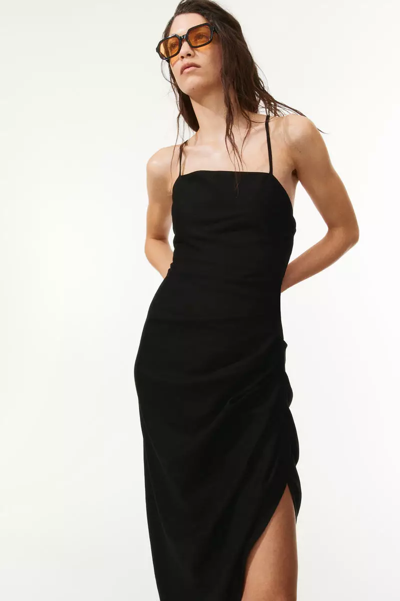 h&m black linen dress Buy Draped linen-blend 2026 Online summer maxi sundress Size:dress size pants38 Alimens & Gentle Mens Fitted Bodice