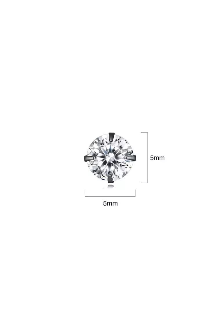 Solid Silver Mary Anne Crystal Stud Earrings In Black Gold