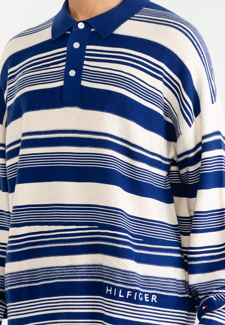 tommy hilfiger striped long sleeve polo