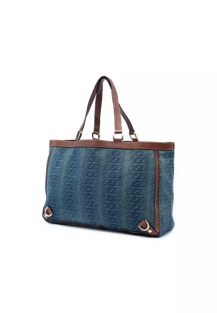 Pre-Loved Gucci Denim Interlocking G Abbey D Ring Tote