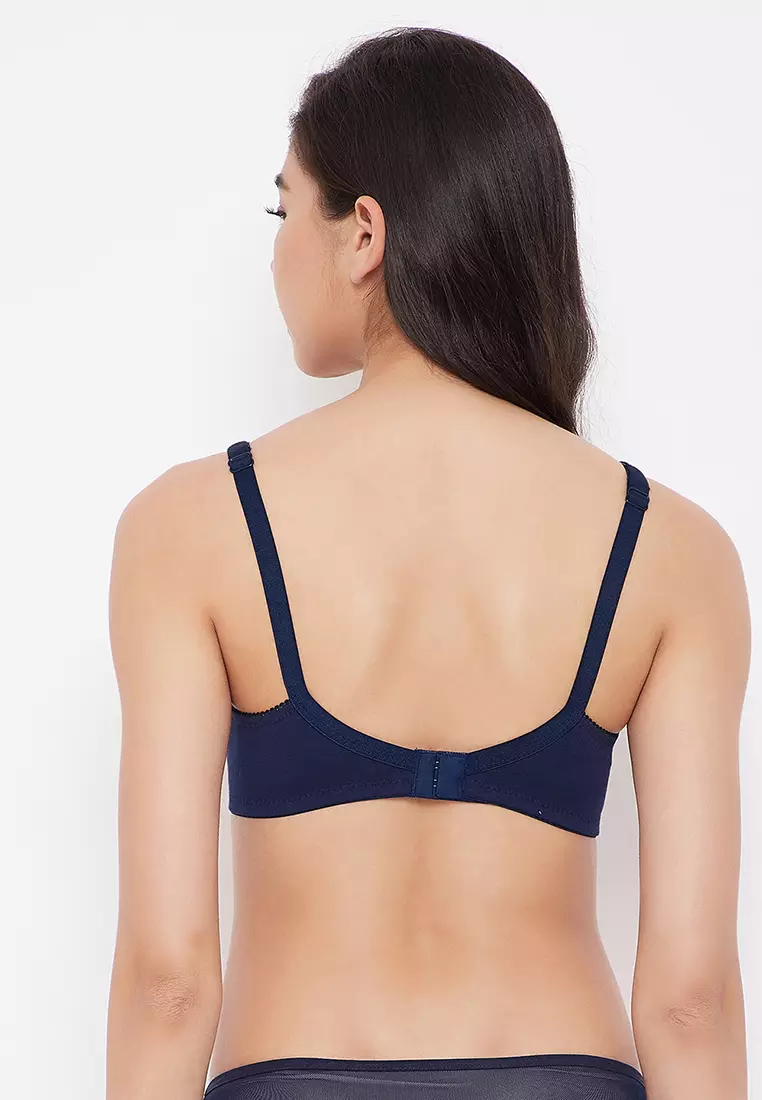 Clovia Non-Padded Non-Wired Full Coverage Bra in Blue - Cotton