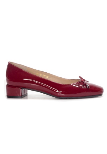Shu Talk red AMAZTEP Simple Square Toe Patent Leather Bow Heels B564ESH852B6AAGS_1