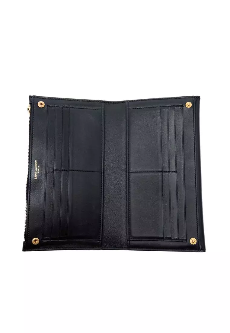 Pre-Loved Saint Laurent Smooth Shiny Calfskin Monogram Uptown Clutch