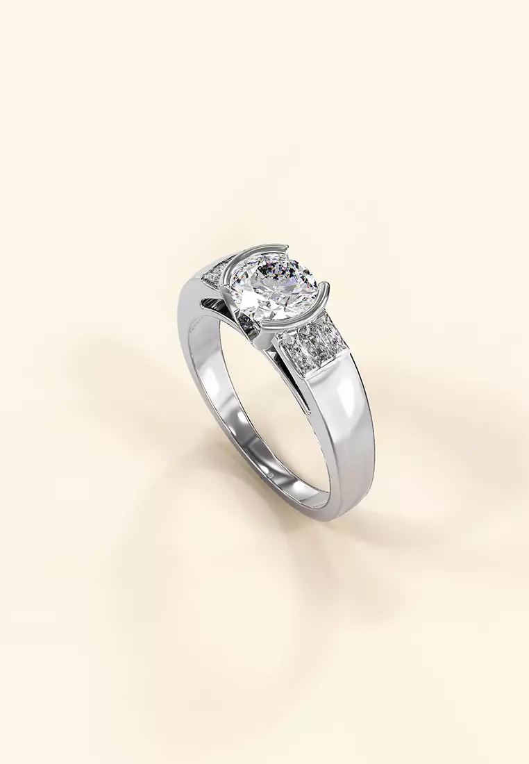 Be My Lady White Gold Layered Ring - US 8