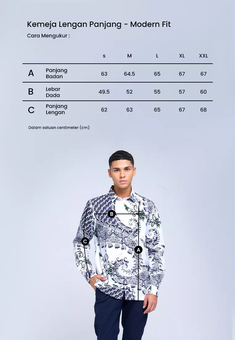 MANZONE - Kemeja Batik Lengan Panjang Pria Linggabuana Modern Fit - White