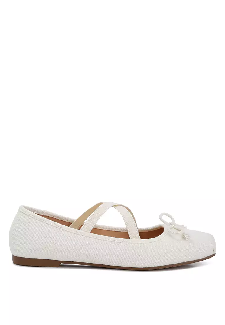 Discount on London Rag  shoes - SKU: Beige Criss Cross Strap Ballet Flats