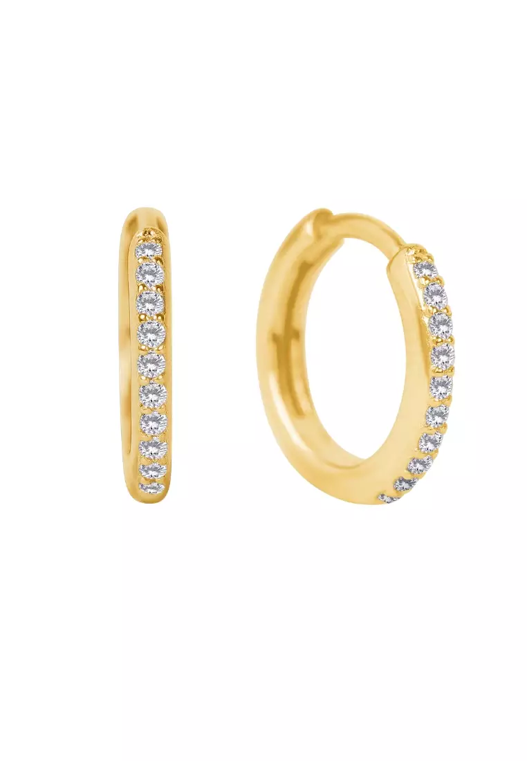 Pavé Diamond Small Hoops 18k Gold