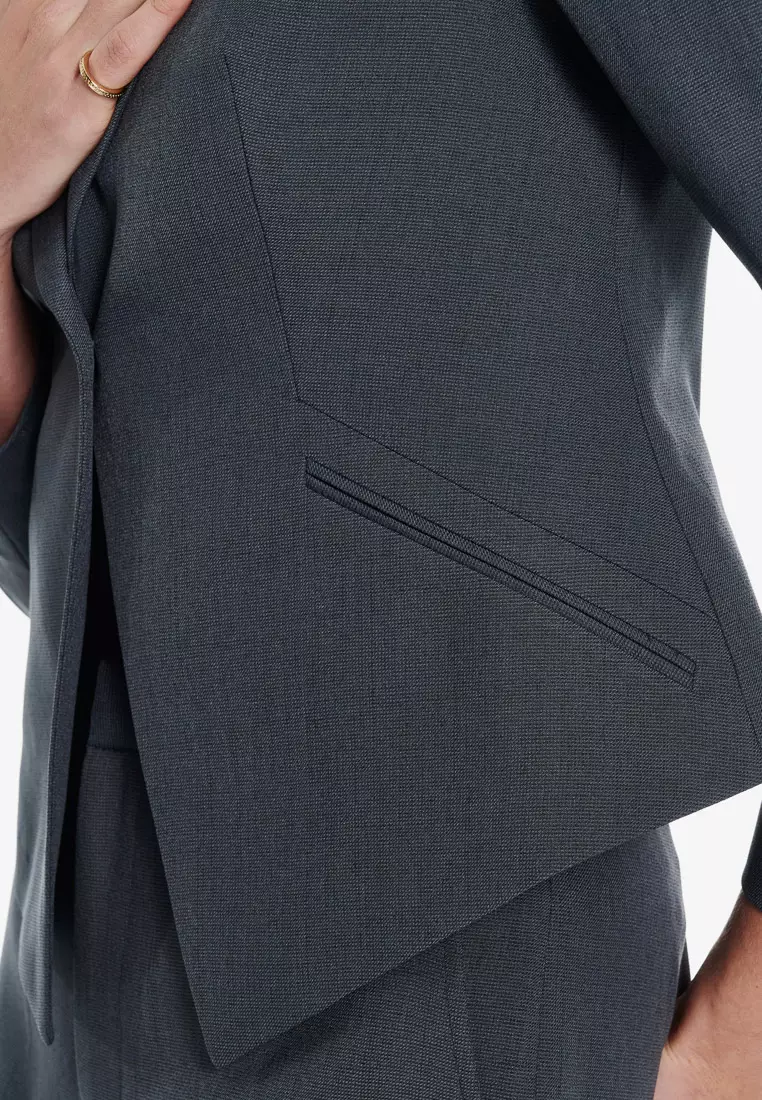 深灰色修身版西裝外套(可機洗)