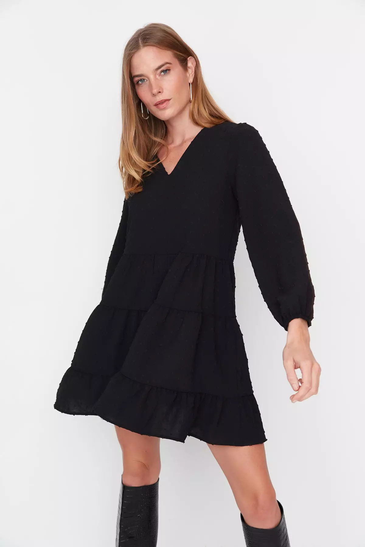 Abito Donna Trendyol Mini - Tessuto Regolare Con Orlo A Volant