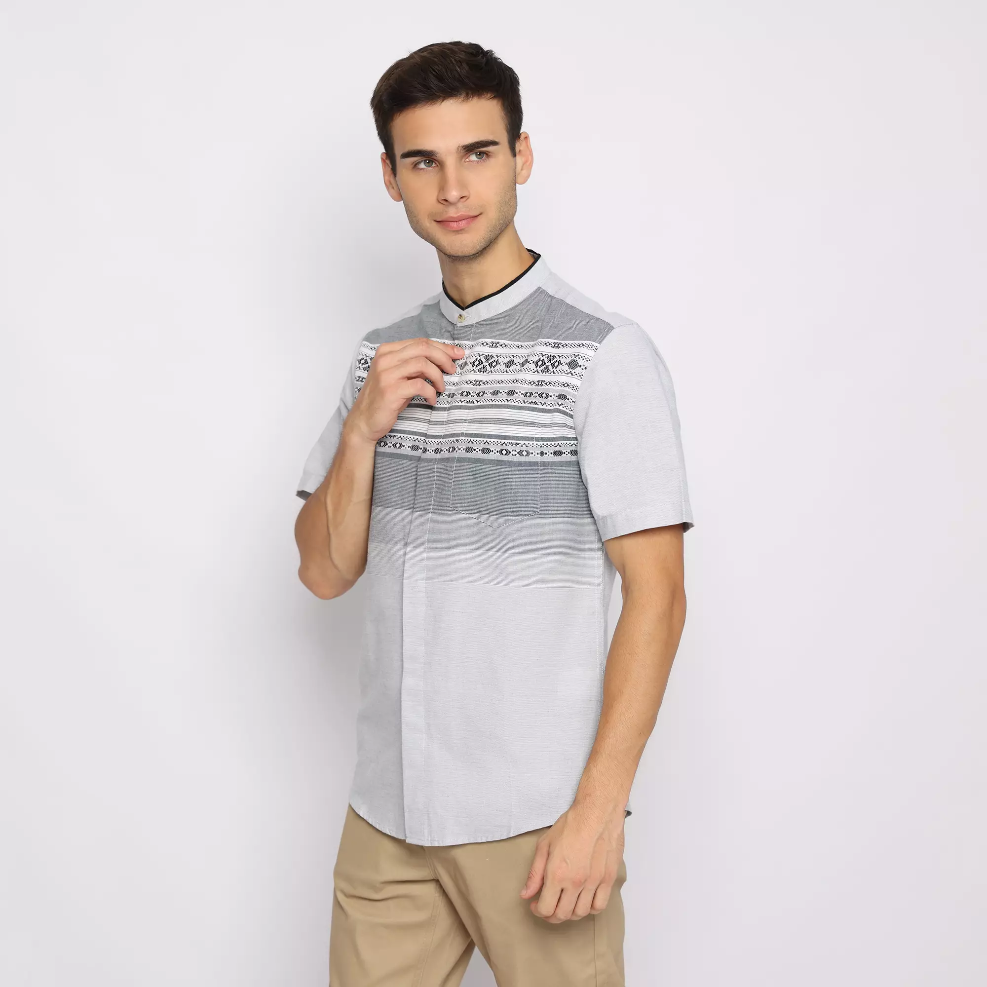 Platini Kemeja Koko Pria Lengan Pendek Katun Biru 931153