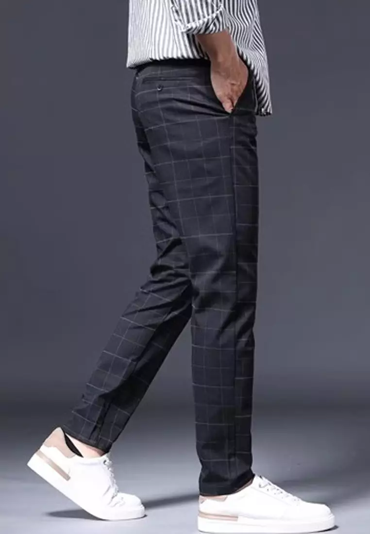 Checked Slim Fit Suit Pants