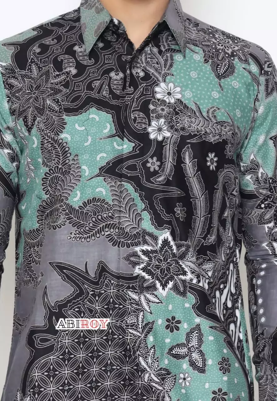Kemeja Batik Pria Premium Slimfit Elegant Modern Lengan Panjang Trisira Ijo