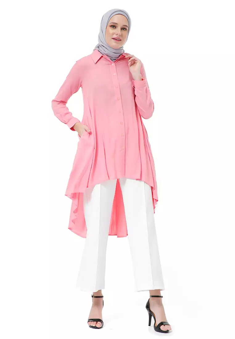 Adilla Tunik Long Sleeve Polos Regular Fit High Premium Quality - Salmon