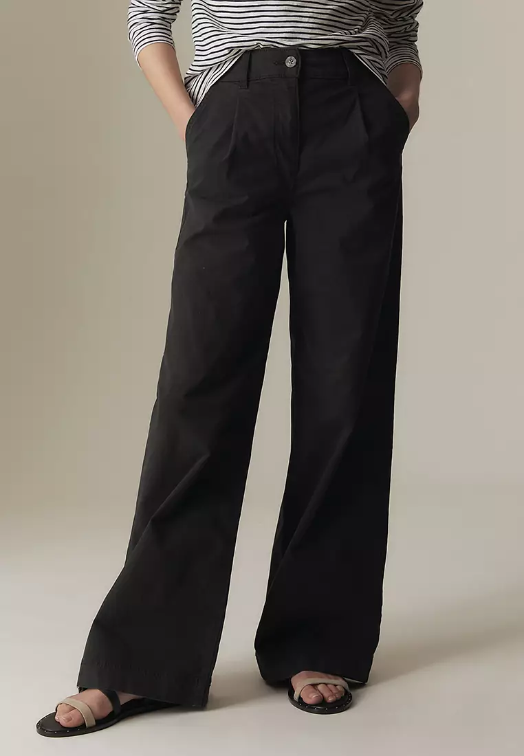 Cotton Rich Pleat Front Wide Leg Chinos