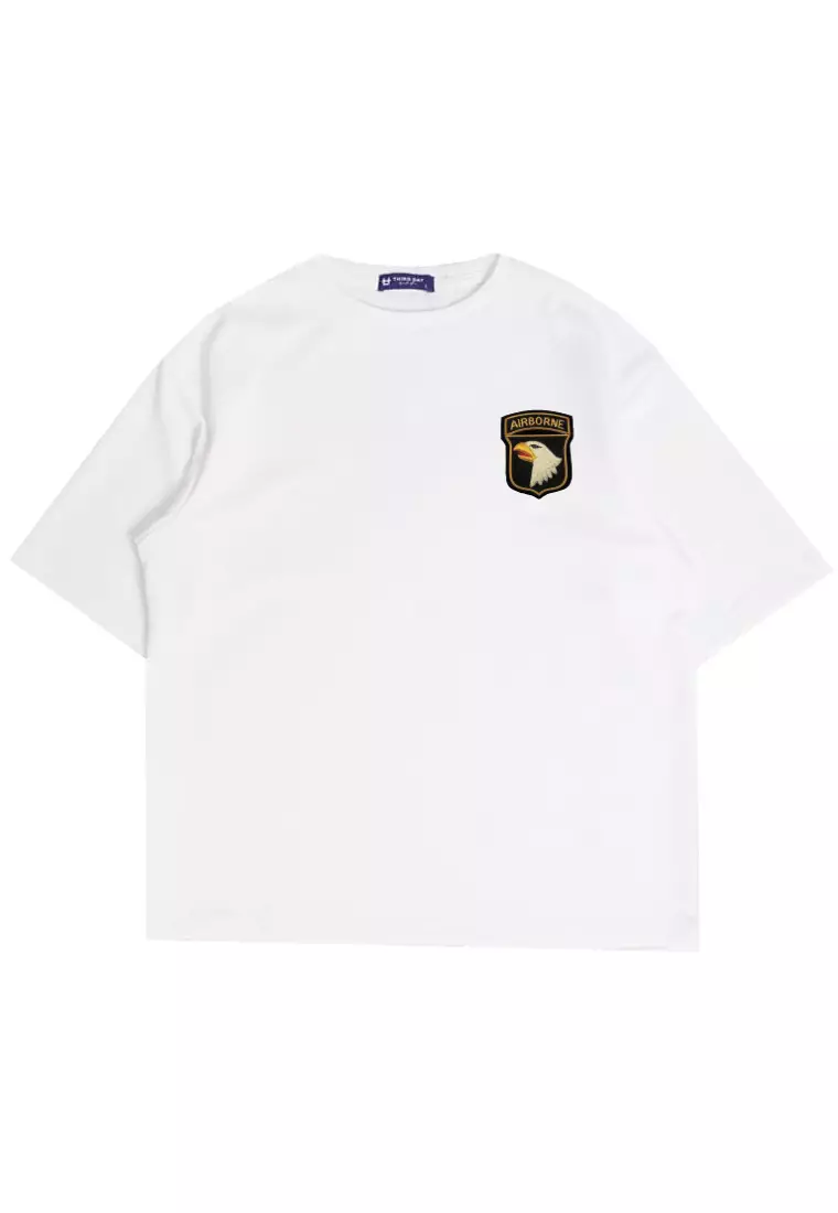 MTP09 kaos oversize army us army airborne bahan tebal scuba pria cowok putih