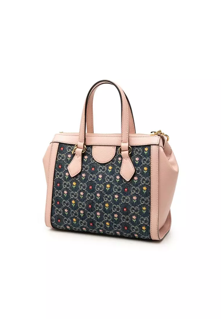 Pre-Loved Gucci Small Gg Denim Embroidery Ophidia Satchel