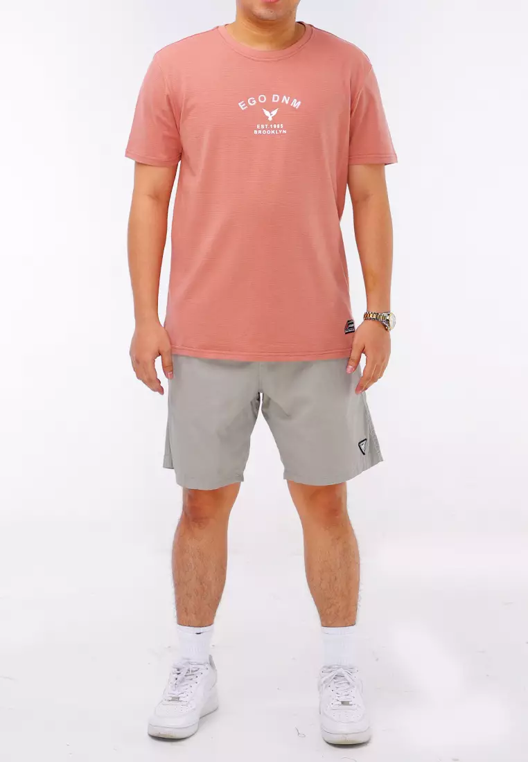 Round Neck Streaky Short Sleeve