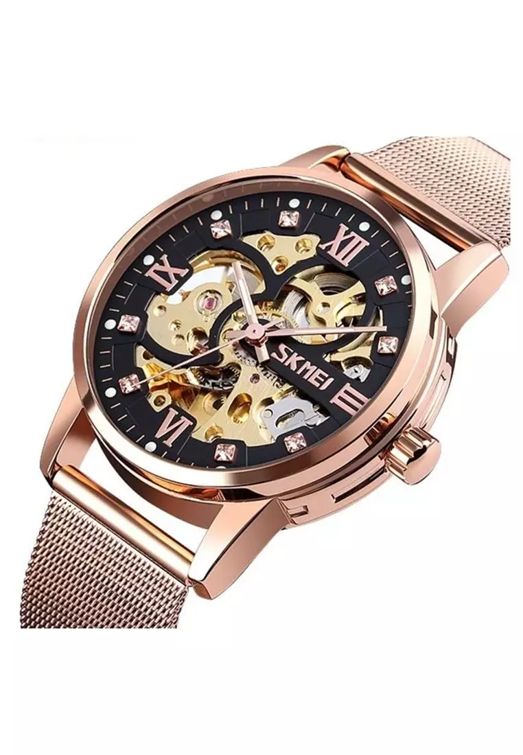Jam Tangan Casual Mechanical Pria Automatic Movement Strap Tali Material Stainless Steel SL98 ORIGINAL