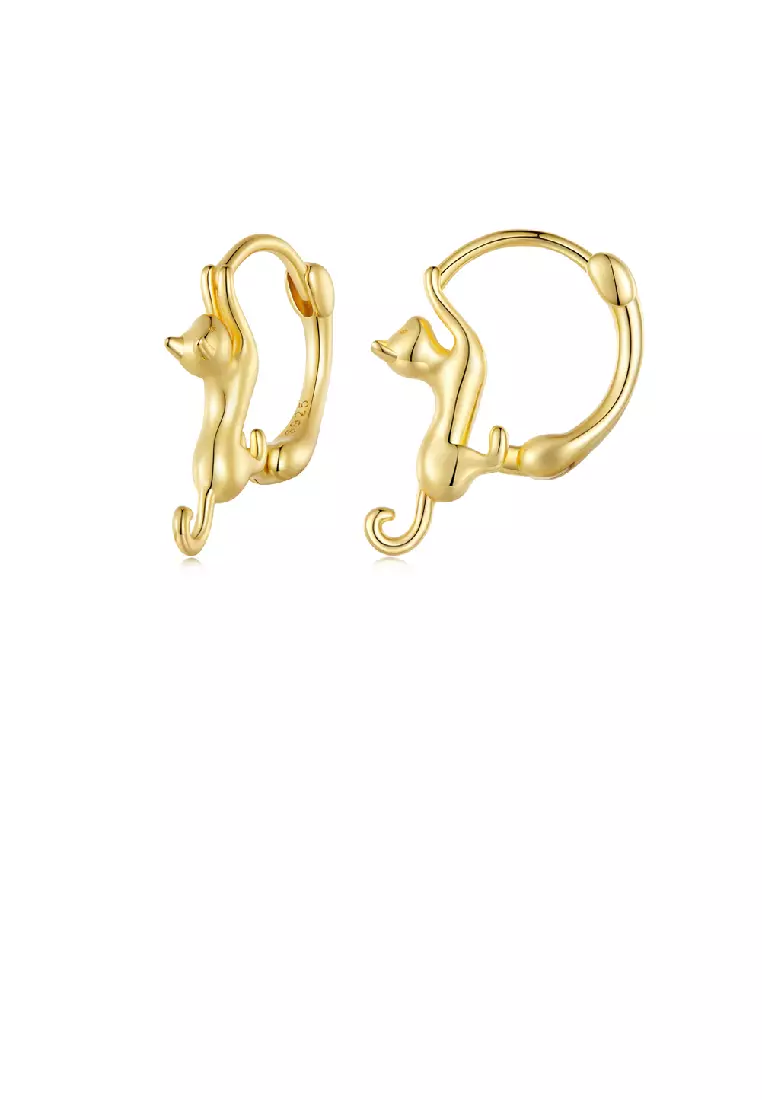 Gold cat earrings top