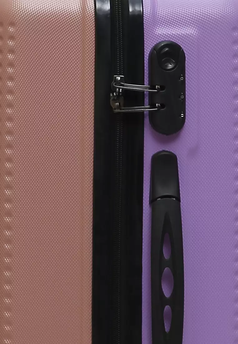 Carlton Koper Hardcase Unisex Size 20 Inch Dual Tone Color Large Compartment Suitcase Code Lock System Material ABS+PVC Coated ORIGINAL - Rose Purple