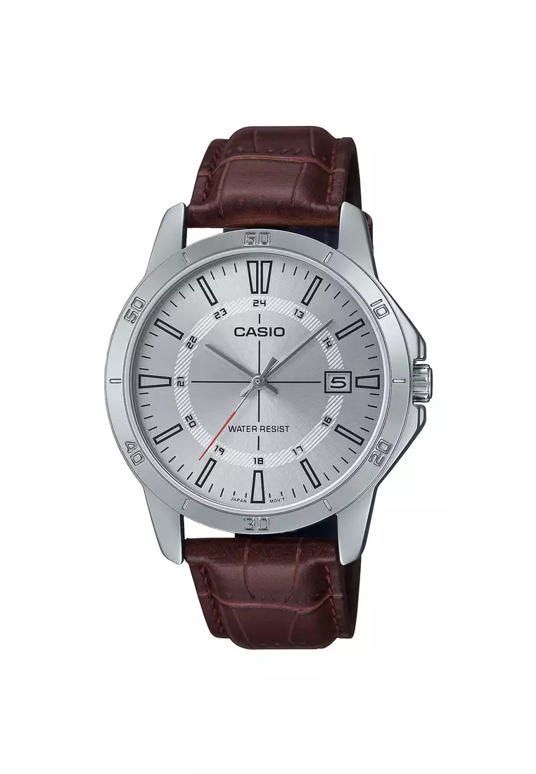 Buy Casio MTP-V004L-7C Men's Brown Leahter Band Analog Watch Online ...