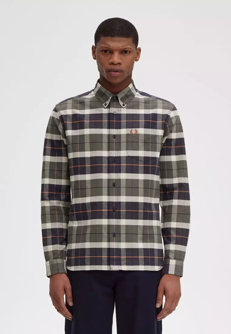 Buy Fred Perry Fred Perry M6643 Brushed Tartan Shirt Field Green