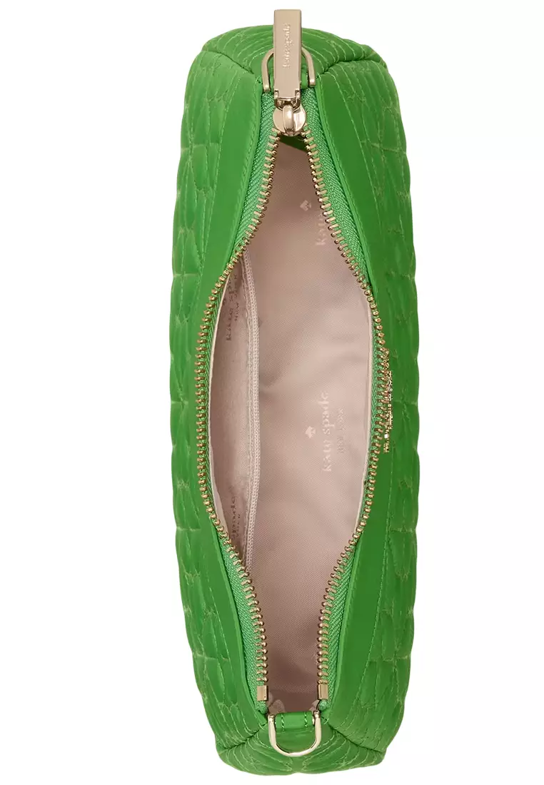 Spade Flower Quilted Fabric Convertible Crossbody Bag - KS Green KK077